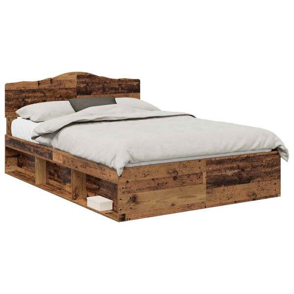 vidaXL Cadre de lit Bois ancien 140 x 190 cm Bois de pin massif