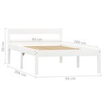 vidaXL Cadre de lit Blanc Bois de pin massif 90x200 cm