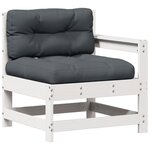 vidaXL Salon de jardin 5 Pièces avec coussins blanc bois massif de pin