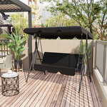 Balancelle de jardin 3 places toit inclinaison réglable coussins assise et dossier 1 72L x 1 1l x 1 52H m acier noir polyester noire