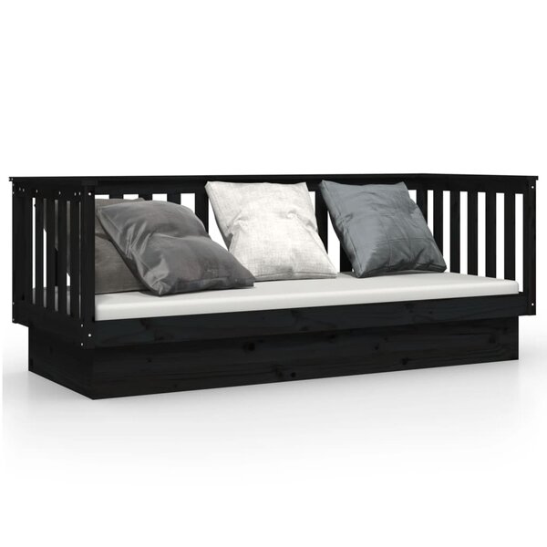 vidaXL Lit de jour sans matelas noir 90x190 cm bois de pin massif