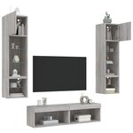 vidaXL Unités murales TV avec LED 6 Pièces gris sonoma bois d'ingénierie