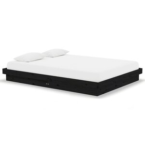 vidaXL Cadre de lit sans matelas noir bois massif