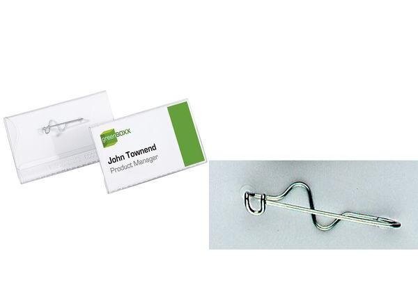Boite de 100 badges avec épingle  épingle torasdée  60 x 40 mm DURABLE