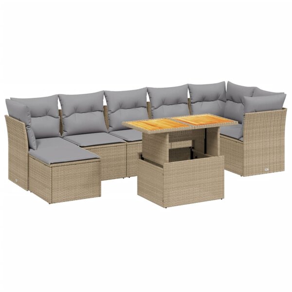 vidaXL Salon de jardin avec coussins 8 Pièces beige résine tressée