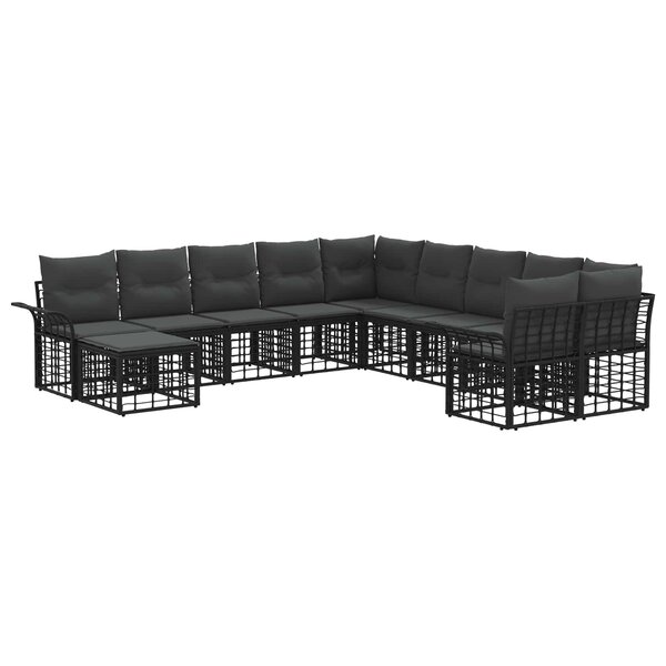 vidaXL Ensemble de canapés d'extérieur 11 Pièces Noir et Gris foncé