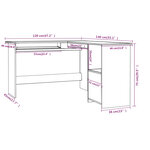 Bureau table poste de travail meuble d'ordinateur informatique étude d'angle en forme de L brillant bois d'ingénierie blanc 02_0023682