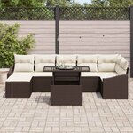 vidaXL Ensemble de canapé de jardin 8 Pièces Marron et Crème polyrotin