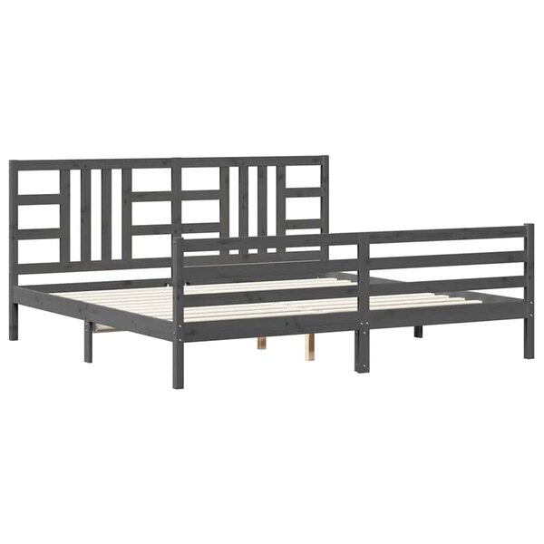 vidaXL Cadre de lit sans matelas gris 200x200 cm bois massif