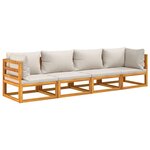 vidaXL Salon de jardin 4 Pièces avec coussins gris clair bois massif