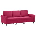 vidaXL Canapé 3 places avec oreillers bordeaux 180 cm velours