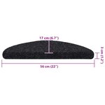 vidaXL Tapis d'escalier autocollants 10 pièces 56 x 17 x 3 cm Noir Demi-rond