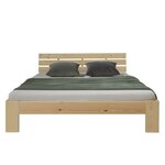 Lit double marron matelas et sommier à lattes 120x200