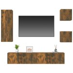 vidaXL Ensemble de meubles TV 5 Pièces Chêne fumé Bois d'ingénierie