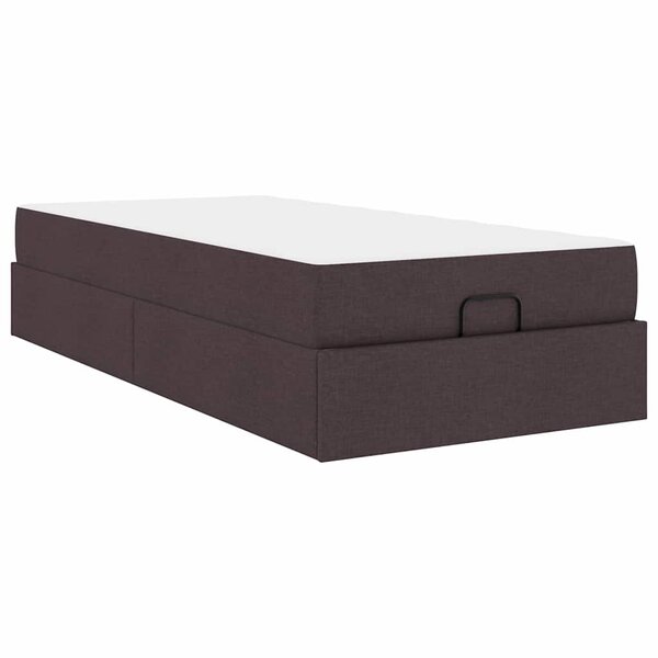 vidaXL Cadre de lit avec matelas Marron foncé 90 x 200 cm tissu