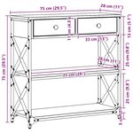 vidaXL Table Console avec tiroir Chêne noir 75 x 28 x 75 cm