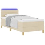 vidaXL Lit à ressort LED avec matelas avec LED Crème 90 x 200 cm tissu