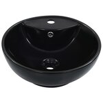 vidaXL Lavabo avec trop-plein 46 5 x 18 cm Céramique Noir