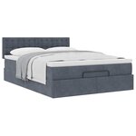 vidaXL Cadre de lit ottoman avec matelas gris foncé 140x190 cm velours