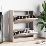 vidaXL Meuble à chaussures en bois avec 2 compartiments Aspect chêne