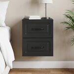 vidaXL Cabinet de chevet mural avec tiroir Noir 34 5 x 33 x 40 cm