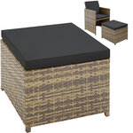 Tectake Salon de jardin MANHATTAN 8 places avec 2 sets de housses + housse de protection, variante 2 - marron naturel