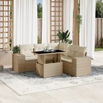vidaXL Salon de jardin avec coussins 6 Pièces beige résine tressée