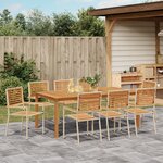Ensemble de salle à manger jardin vidaXL 9 pièces Beige poly rotin acacia