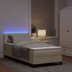 vidaXL Lit à ressorts avec matelas avec LED Crème 90 x 200 cm tissu