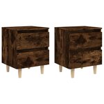 vidaXL Tables de chevet et pieds en bois 2 Pièces Chêne fumé 40x35x50 cm