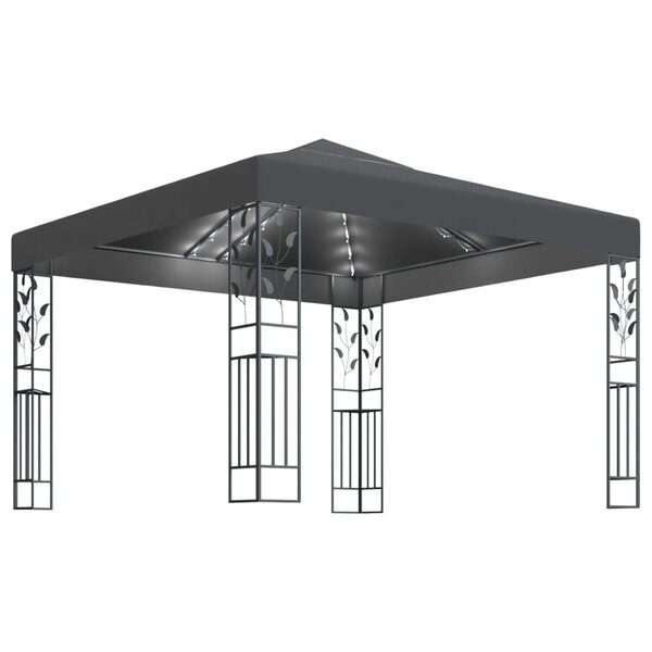 vidaXL Tonnelle avec guirlande lumineuse à LED 3x3 m Anthracite