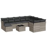 vidaXL Salon de jardin 11 Pièces avec coussins gris clair résine tressée