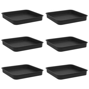 vidaXL Plateau carré à fleurs 6 pc Noir 15 x 15 x 2 cm Plastique