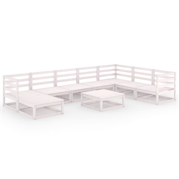 vidaXL Salon de jardin 9 Pièces Blanc Bois de pin massif