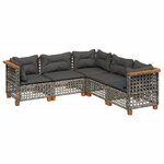 vidaXL Salon de jardin 5 Pièces avec coussins gris résine tressée