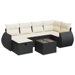 vidaXL Salon de jardin 7 Pièces avec coussins noir résine tressée