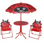 vidaXL Jeu de bistro avec parasol pour enfants 3 Pièces Rouge