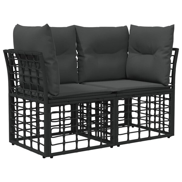 vidaXL Loveseat d'extérieur 2 Pièces Noir et Gris foncé polyrotin