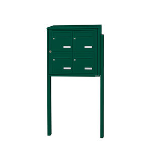 Bloc collectif Leabox  2x2  grade 3  simple face  extérieur  fixation sur pieds à sceller  vert mousse ral 6005 finition brillante