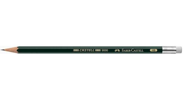 Crayon à papier 9000 Héxagonal Mine 2 mm B Bout Gomme FABER-CASTELL
