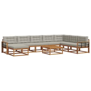 vidaXL Ensemble de canapés d'extérieur 9 Pièces Gris Naturel et Clair