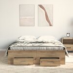 vidaXL Cadre de lit avec tiroirs chêne artisan 120x200 cm en bois d'ingénierie