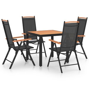 vidaXL Ensemble à manger de jardin 5 Pièces aluminium noir