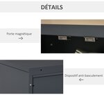 Armoire de bureau 75 x 33 x 110 cm rangement modulable étagères réglables style industriel en métal gris anthracite 21_0002842
