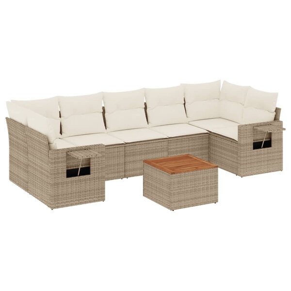 vidaXL Salon de jardin avec coussins 8 Pièces beige résine tressée