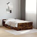 vidaXL Cadre de lit avec tiroirs sans matelas chêne fumé 90x200 cm