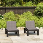 vidaXL Chaises de salon de jardin avec coussins 2 Pièces Plastique Gris