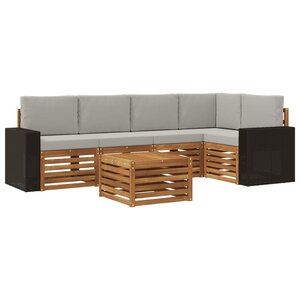 vidaXL Ensemble de canapés d'extérieur 6 pc Naturel et gris clair