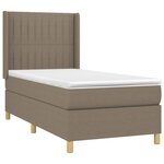 vidaXL Sommier à lattes de lit matelas et LED Taupe 90x200 cm Tissu