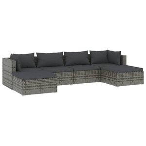 Salon de jardin meuble d'extérieur ensemble de mobilier 6 pièces avec coussins résine tressée gris 02_0016867